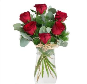 VAZODA 6 ADET KIRMIZI GÜL BUKETİ