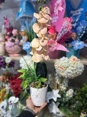 YAPAY ORKİDE SERAMİK VAZOLU