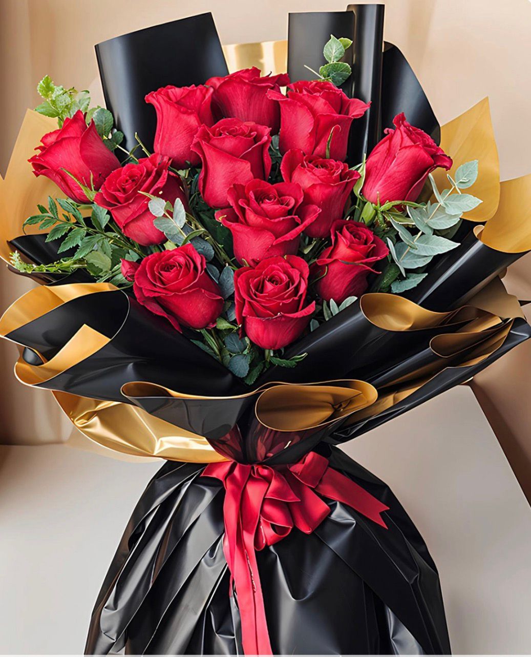 12 Tane Kırmızı Ithal Gül Buketi