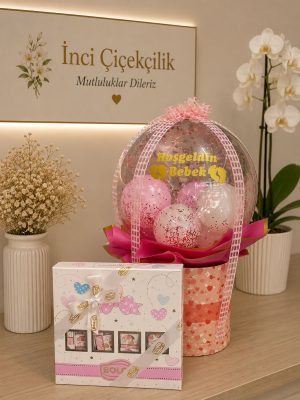 HOŞ GELDİN BEBEK KUTULU BALON VE ÇİKOLATA