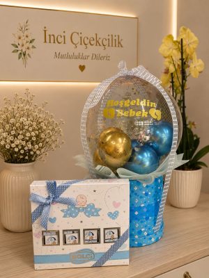 HOŞ GELDİN BEBEK KUTULU BALON VE ÇİKOLATA