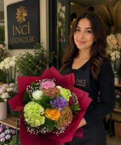 Ortanca ve Gül Karışık İthal Premiyum Buket