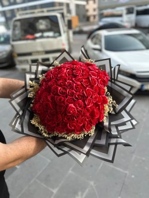 99 Lu'Kırmızı Yapay  Gül Buketi